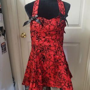 H&R FLOCKED nautical skater dress